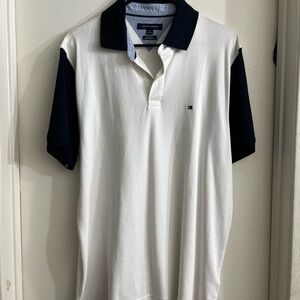Tommy Hilfiger Men's White and Navy Polo Shirt
